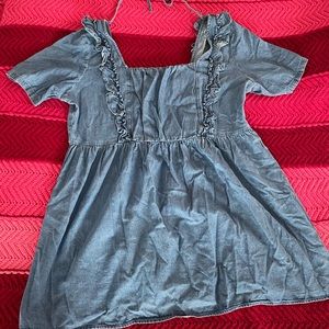 ASOS denim ruffle dress
